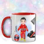 personalised formula 1 car racing fan mug for young boy