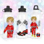 personalised formula 1 car racing fan 600ml water bottle for young boy