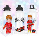 personalised formula 1 car racing fan 600ml water bottle for young boy