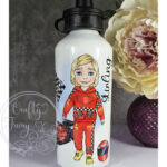 personalised formula 1 red racing car fan 600ml water bottle for young boy