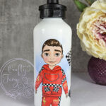 personalised formula 1 red racing car fan 600ml water bottle for young boy