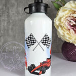 personalised formula 1 red racing car fan 600ml water bottle for young boy