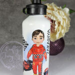 personalised formula 1 red racing car fan 600ml water bottle for young boy