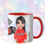 personalised car racing motorsport fan 600ml water bottle for young girl