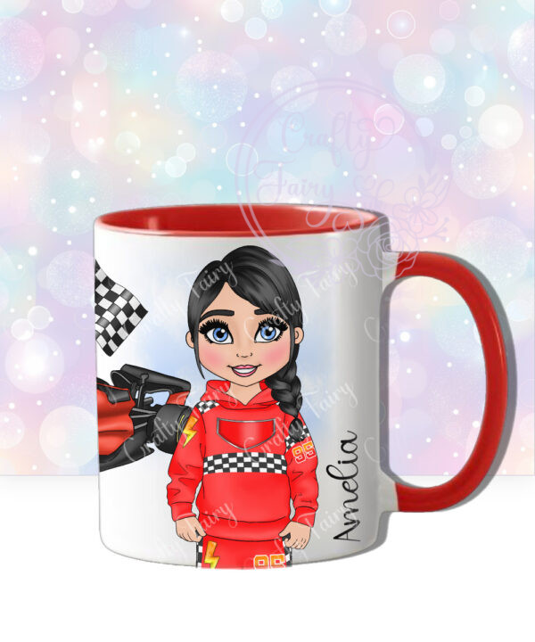 personalised car racing motorsport fan 600ml water bottle for young girl