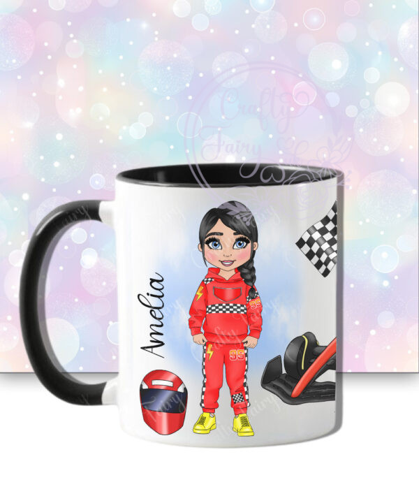 personalised car racing motorsport fan 600ml water bottle for young girl