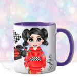 personalised car racing motorsport fan 600ml water bottle for young girl