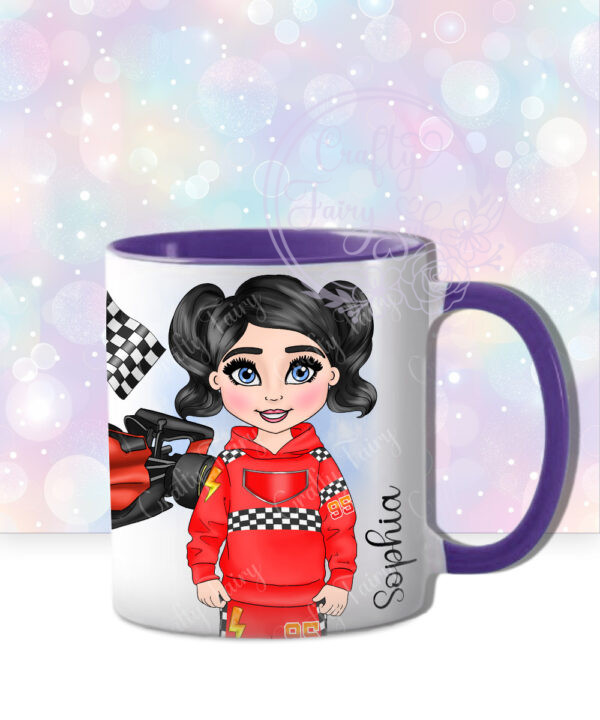 personalised car racing motorsport fan 600ml water bottle for young girl