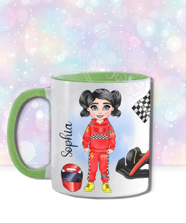personalised car racing motorsport fan 600ml water bottle for young girl