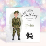 personalised army soldier birthday card