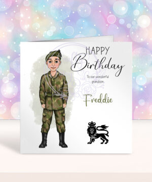 personalised army soldier birthday card