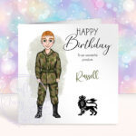 personalised army soldier birthday card