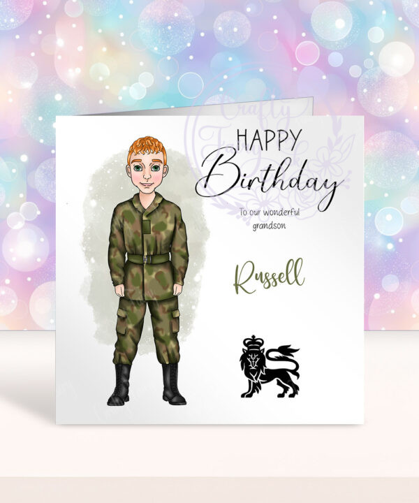 personalised army soldier birthday card