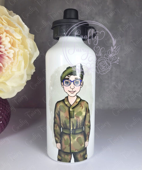 personalised army soldier 600ml water bottle