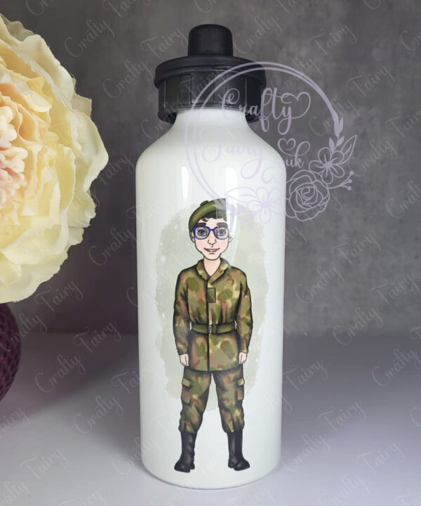 personalised army soldier 600ml water bottle