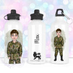 personalised army soldier 600ml water bottle