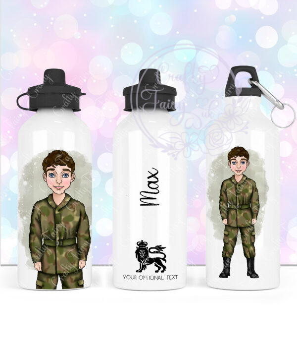 personalised army soldier 600ml water bottle