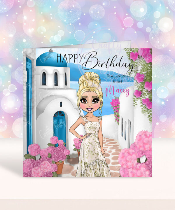 personalised birthday card for lady who loves holidays in greece