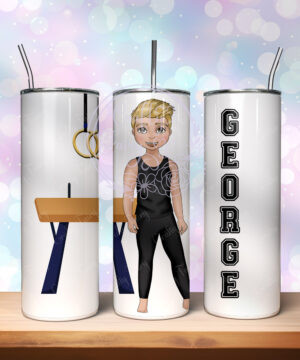 personalised gymnastics boy 600ml 20oz straight tumbler