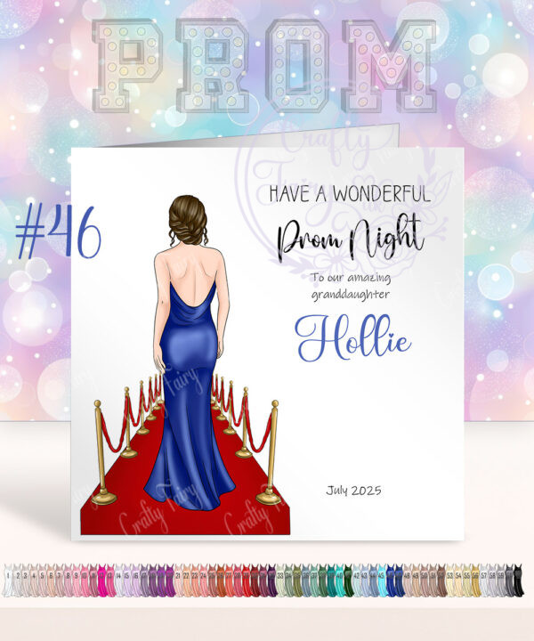 personalised prom card for girl 61 back view prom dress colour options