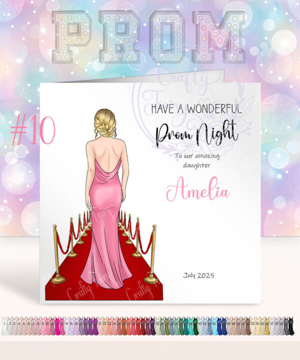 personalised prom card for girl 61 back view prom dress colour options