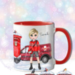 personalised postwoman postie in red mug gift