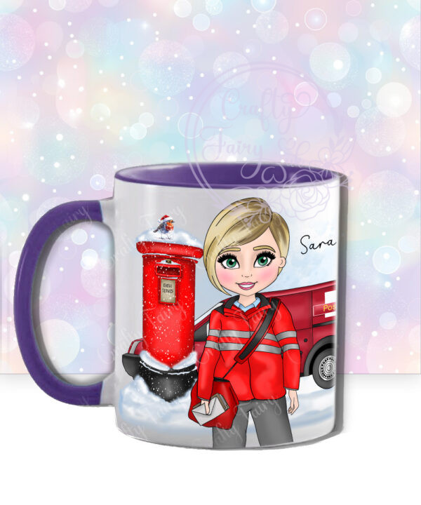 personalised postwoman postie in red mug gift