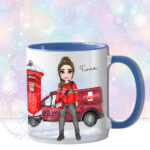 personalised postwoman postie in red mug gift