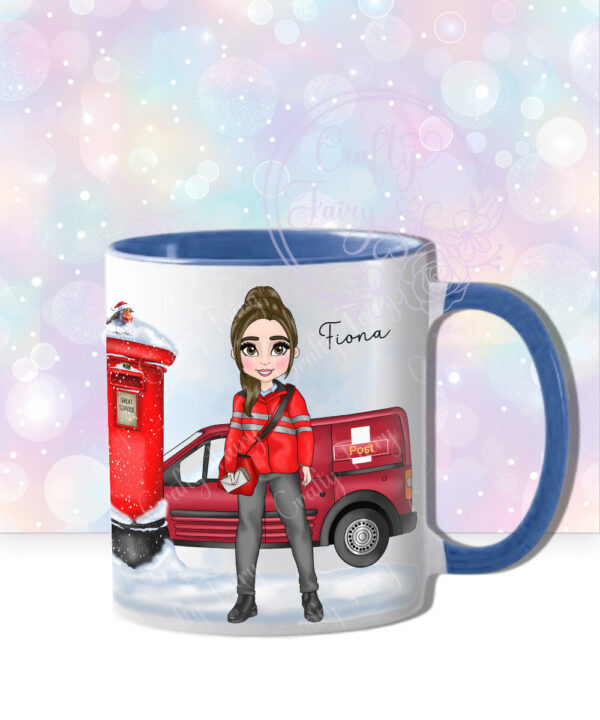 personalised postwoman postie in red mug gift