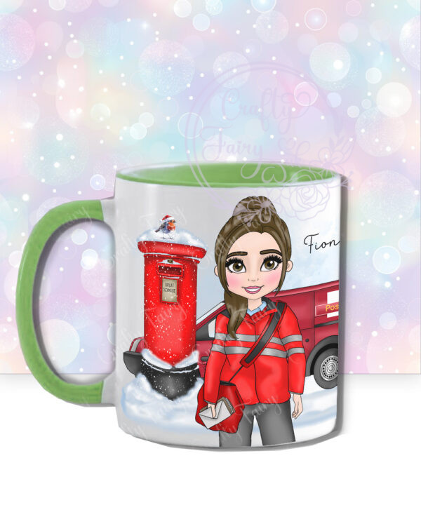 personalised postwoman postie in red mug gift