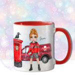 personalised postwoman postie in red mug gift