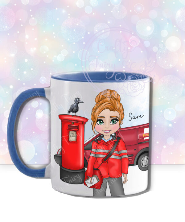 personalised postwoman postie in red mug gift