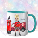 personalised postwoman postie in red mug gift