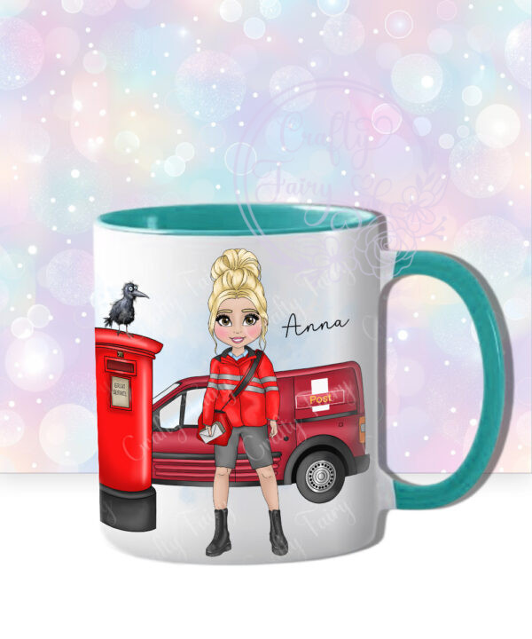 personalised postwoman postie in red mug gift