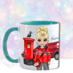personalised postwoman postie in red mug gift