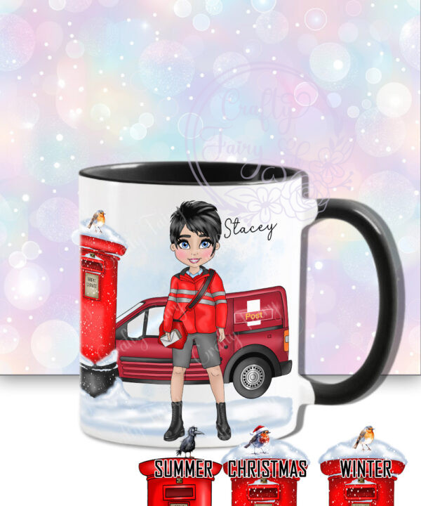 personalised postwoman postie in red mug gift
