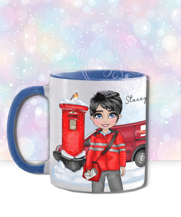 personalised postwoman postie in red mug gift