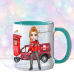 personalised postwoman postie in red mug gift