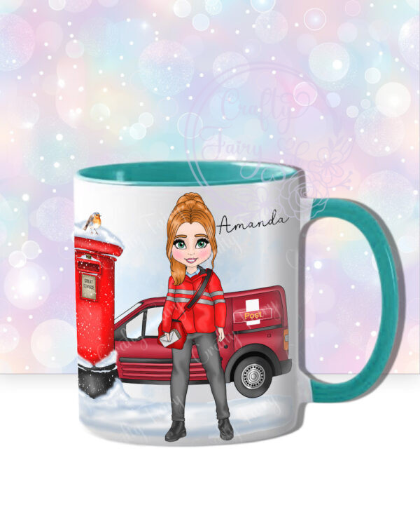 personalised postwoman postie in red mug gift