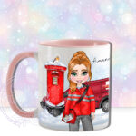personalised postwoman postie in red mug gift