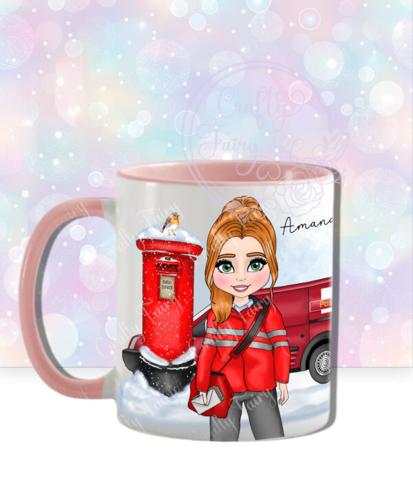 personalised postwoman postie in red mug gift