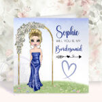 personalised will you be my bridesmaid or maid of honour floral arch card
