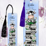 personalised daisy dairy cow & books metal bookmark