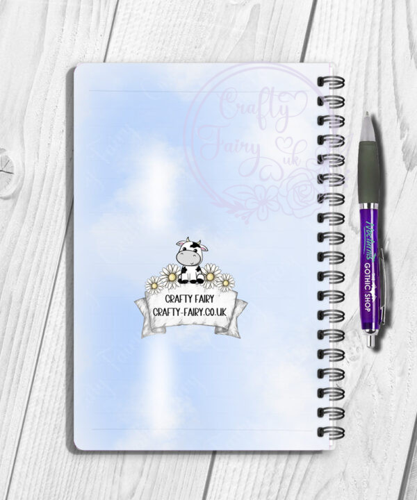 personalised daisy dairy cow & daisies a5 notebook gift