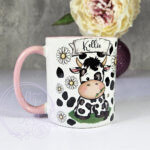 personalised daisy dairy cow & daisies cow print mug gift