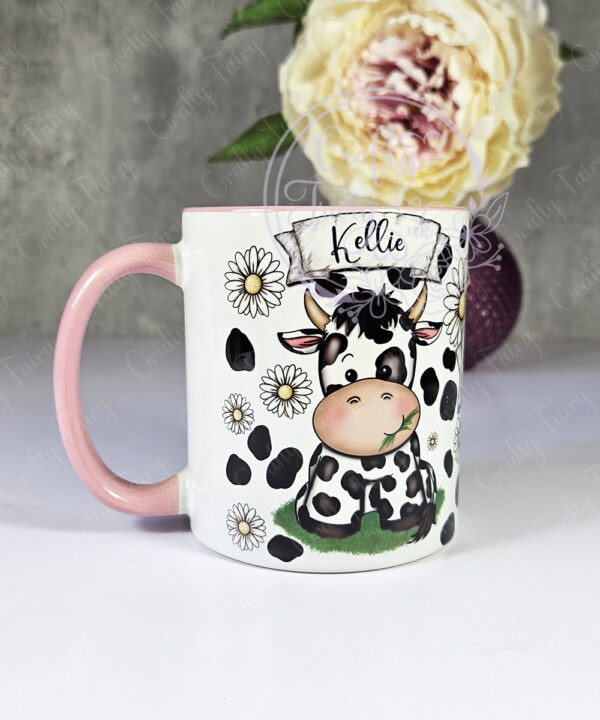 personalised daisy dairy cow & daisies cow print mug gift