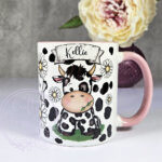 personalised daisy dairy cow & daisies cow print mug gift