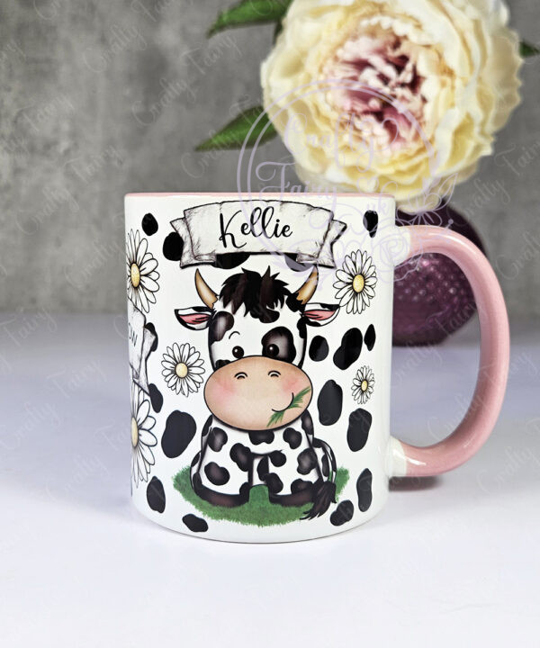 personalised daisy dairy cow & daisies cow print mug gift