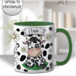 personalised daisy friesian dairy cow & daisies cow print mug gift