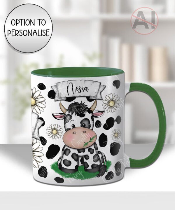 personalised daisy friesian dairy cow & daisies cow print mug gift